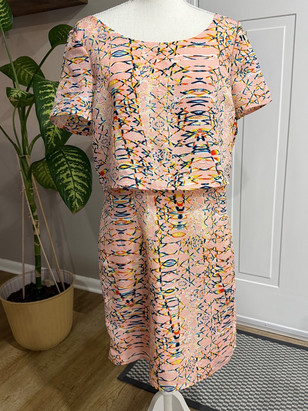 Cooper & Ella Peach Abstract Print Layered Dress
